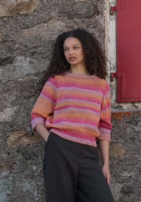 PULL RAGLAN À MANCHES COURTES Gomitolo Gala de Lana Grossa