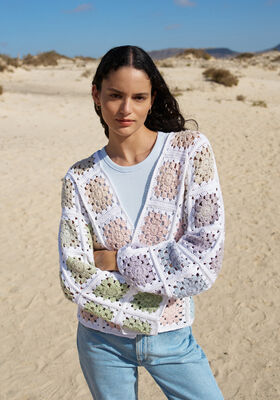 GILET AVEC DES MOTIFS CARRÉS Promessa & Cotonella de Lana Grossa