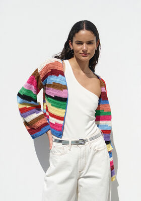 CARDIGAN EN BRIDES Cotone & Elastico de Lana Grossa