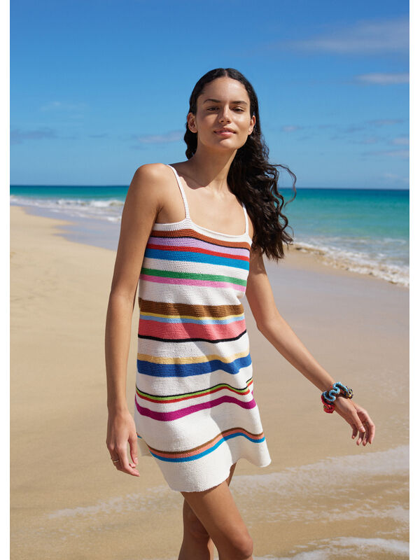Lana Grossa ROBE À RAYURES EN MAILLES SERRÉES Cotone & Elastico