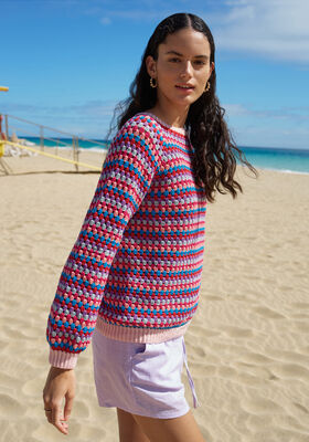 PULL RAGLAN EN MOTIF DE BRIDES AJOURÉES Elastico de Lana Grossa