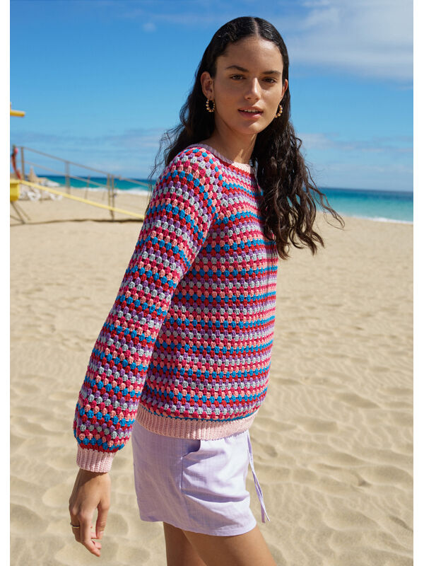 Lana Grossa PULL RAGLAN EN MOTIF DE BRIDES AJOURÉES Elastico