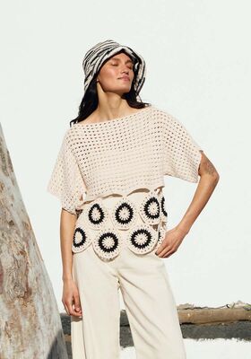 SHIRT EN MOTIF AJOURE EN BRIDES AVEC ROSETTES Campo de Lana Grossa