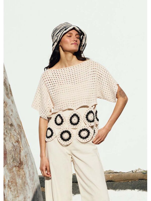 Lana Grossa SHIRT EN MOTIF AJOURE EN BRIDES AVEC ROSETTES Campo