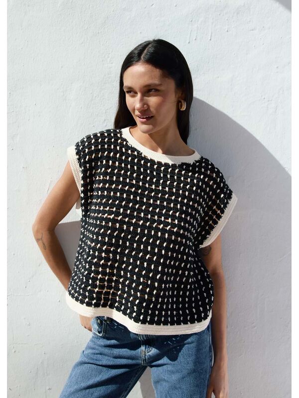 Lana Grossa TOP EN MOTIF A CARREAUX EN BRIDES Elastico