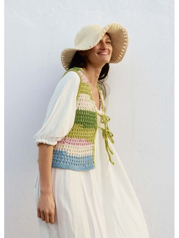 Lana Grossa VESTE EN FILET AU CROCHET Natural Cotton