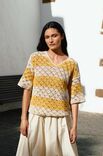 Lana Grossa PULL A ENCOLURE EN V EN BRIDES ET MOTIF A LOSANGES AJOURES Landlust Baumwolle