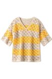 Lana Grossa PULL A ENCOLURE EN V EN BRIDES ET MOTIF A LOSANGES AJOURES Landlust Baumwolle