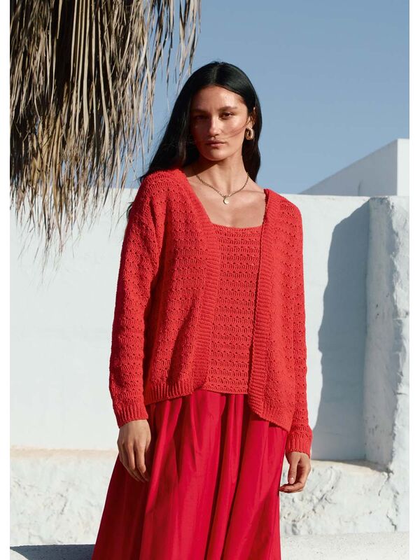 Lana Grossa CARDIGAN EN DOUBLES BRIDES ET MOTIF AJOURE EN BRIDES Summer Cashmere