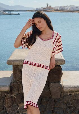 TOP EN MOTIF COQUILLES ET MANCHES A VOLANTS Campo de Lana Grossa
