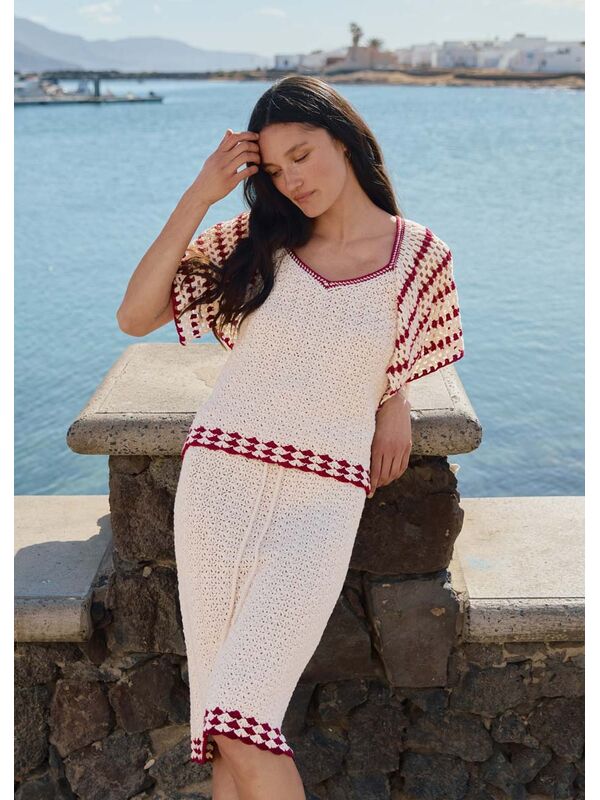 Lana Grossa TOP EN MOTIF COQUILLES ET MANCHES A VOLANTS Campo