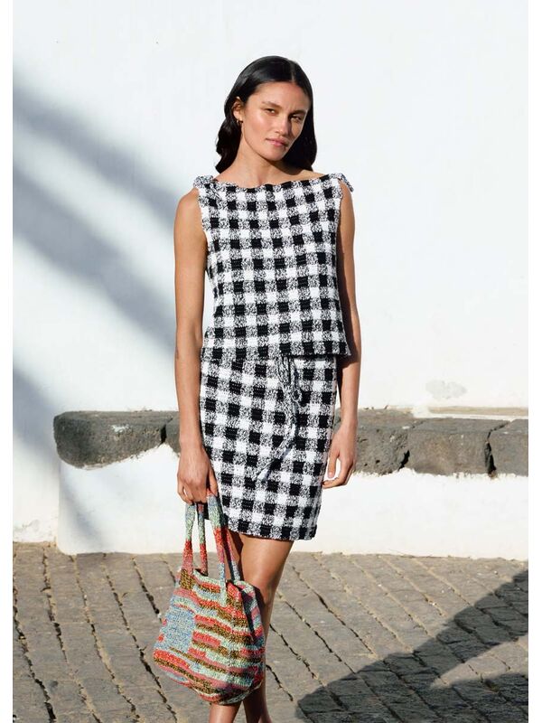 Lana Grossa TOP A MOTIF A CARREAUX EN BRIDES Solo Lino & Ecopuno