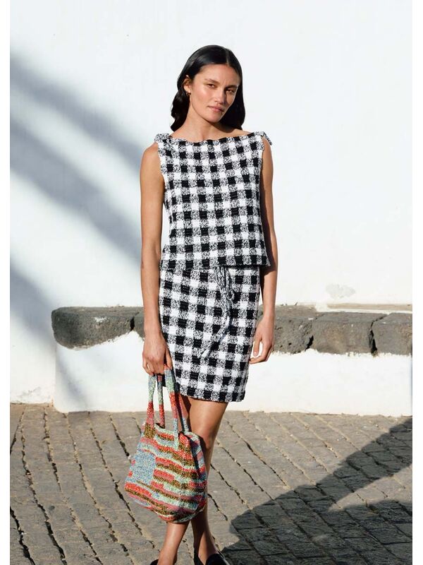 Lana Grossa JUPE A MOTIF A CARREAUX EN BRIDES Solo Lino & Ecopuno