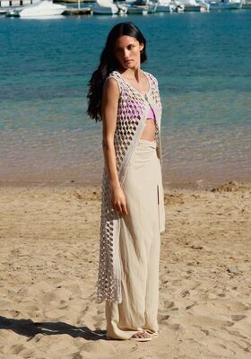 GILET / ROBE EN MOTIF AJOURE EN BRIDES Solo Lino de Lana Grossa