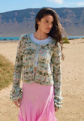 VESTE EN MOTIF ZIGZAG AVEC VOLANTS Torto de Lana Grossa