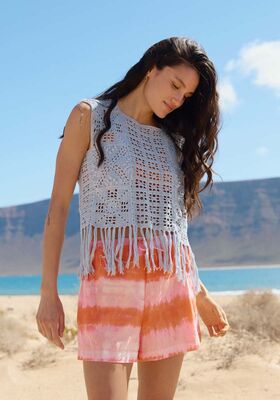TOP A MOTIFS CARRES ET BANDES Setapura de Lana Grossa