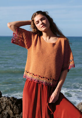 PULL EN BRIDES AVEC BODURES AU MOTIF ANANAS Diversa de Lana Grossa