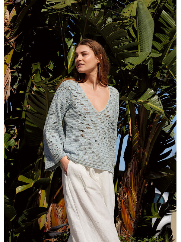Lana Grossa PULL EN V EN MOTIF ZÉBRÉ EN FILET Summer Cashmere
