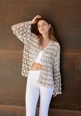 CARDIGAN AJOURÉ ET MOTIF DE BRIDES Gioia de Lana Grossa