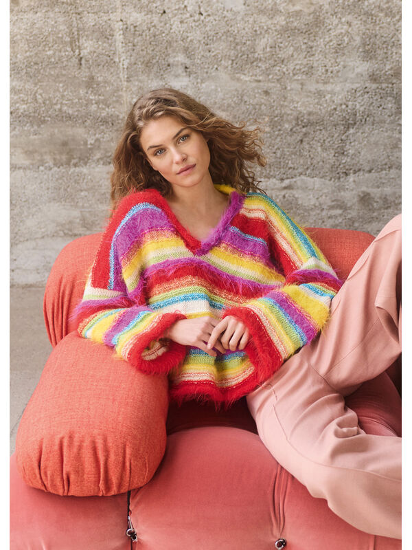 Lana Grossa PULL RAYÉ À DÉCOLLETÉ EN V Basta, Bottoni & Summer Softness