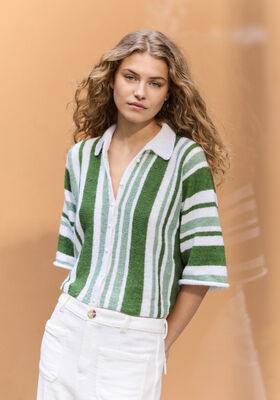VESTE POLO À RAYURES Ecopuno de Lana Grossa