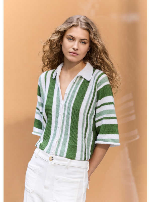 Lana Grossa VESTE POLO À RAYURES Ecopuno
