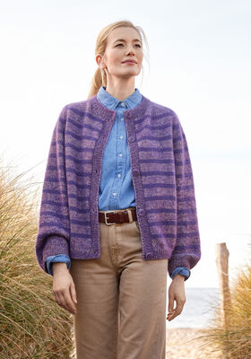 GILET À RAYURES TOP-DOWN Merino Superiore & Silkhair de Lana Grossa