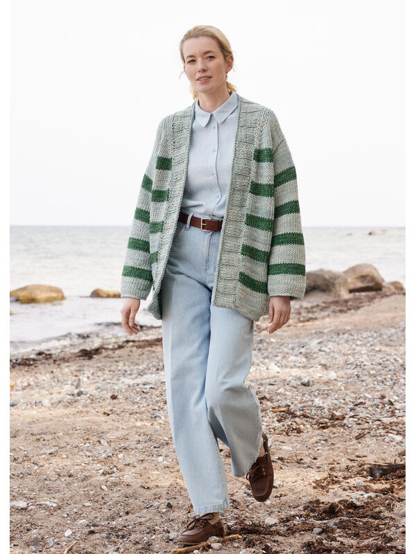 Lana Grossa GILET À RAYURES TOP-DOWN Vintage Superchunky