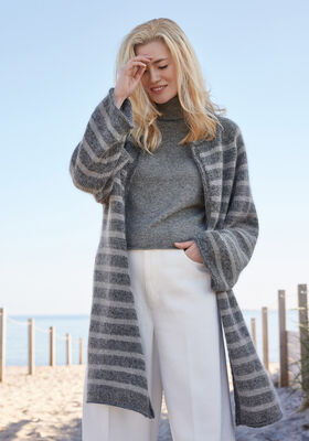 GILET À RAYURES TOP-DOWN Merino Superiore & Silkhair de Lana Grossa