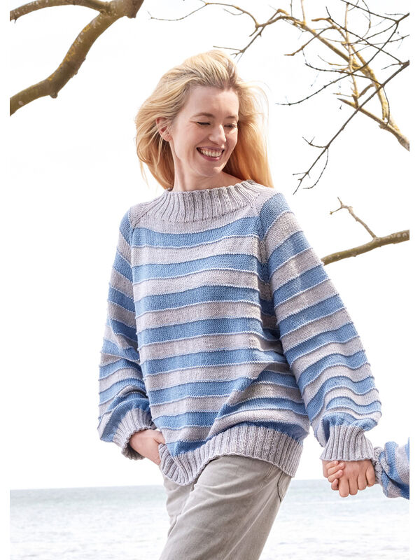 Lana Grossa TOP-DOWN PULL À RAYURES Cool Wool Big Mélange