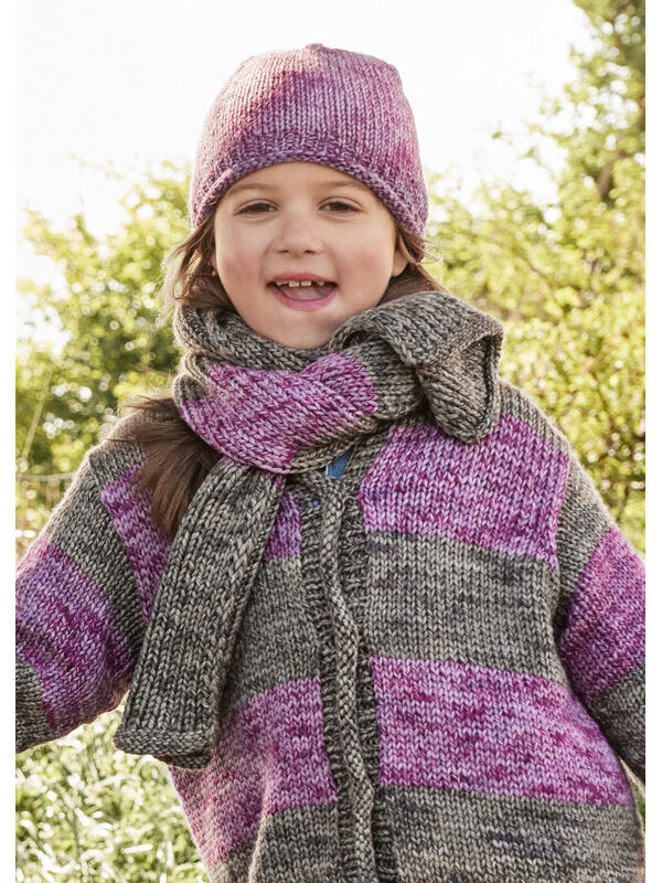 Lana Grossa ÉCHARPE À RAYURES ENFANT Vintage Chunky