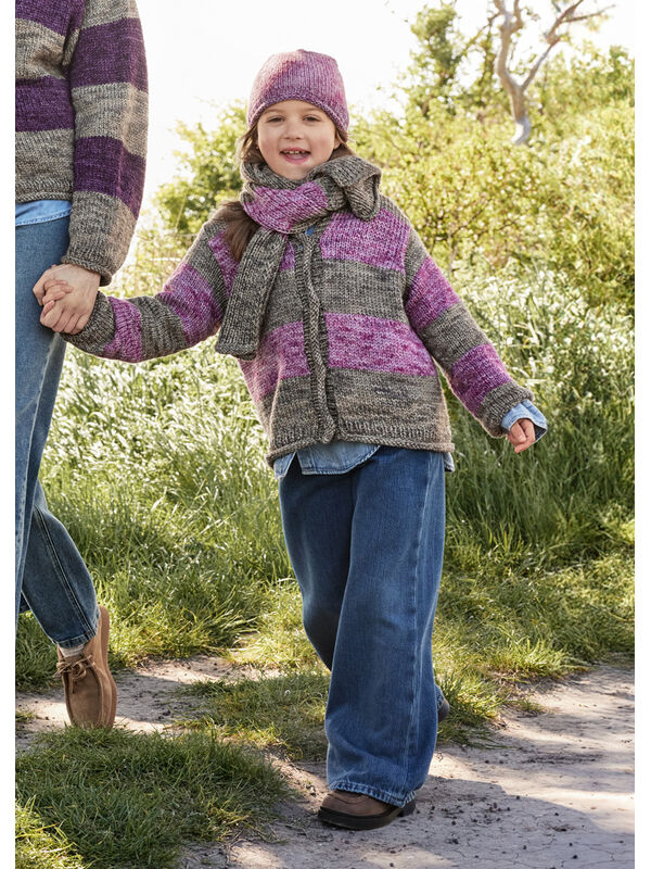 Lana Grossa GILET ENFANT À BLOCS DE RAYURES TOP-DOWN Vintage Chunky