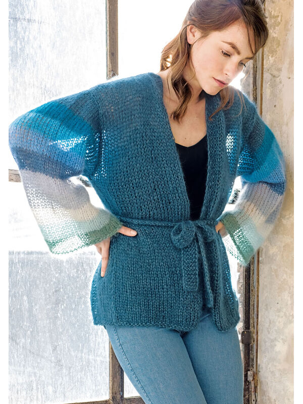Lana Grossa CARDIGAN KIMONO AVEC DES MANCHES RAYÉES Silkhair