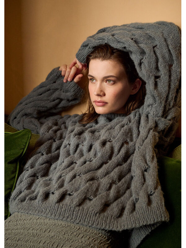Lana Grossa PULL EN MOTIF TORSADÉ Nebbia