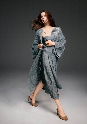 MANTEAU AU CROCHET Nebbia & Brillino de Lana Grossa