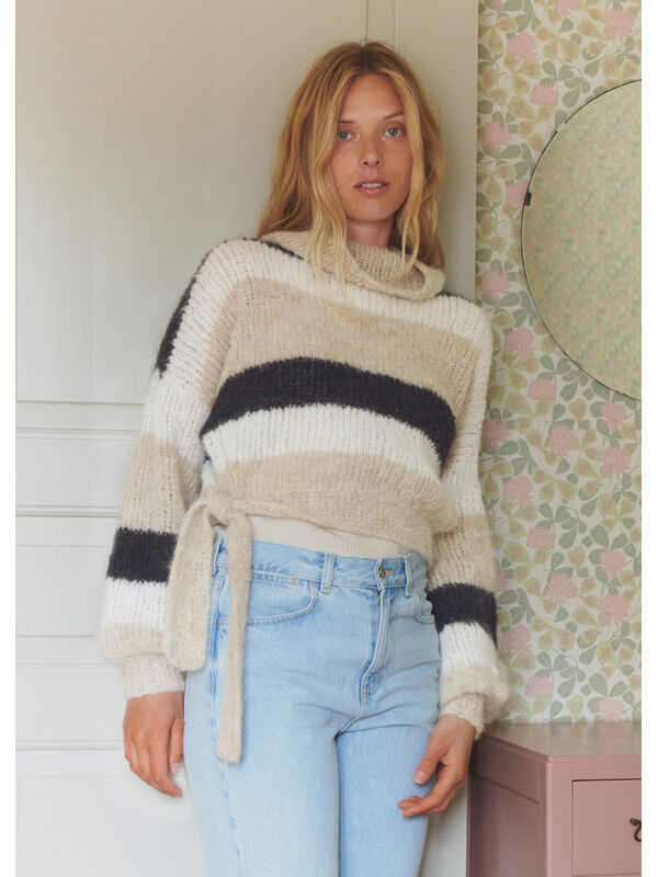 Lana Grossa PULL AVEC DES LIENS Natural Alpaca Lungo