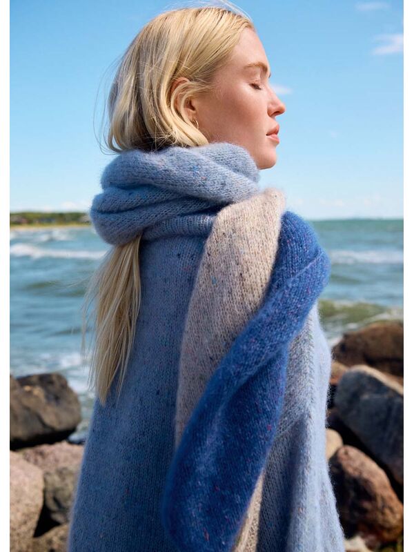 Lana Grossa ÉCHARPE TRICOTÉE À LA DIAGONALE Natural Superkid Tweed