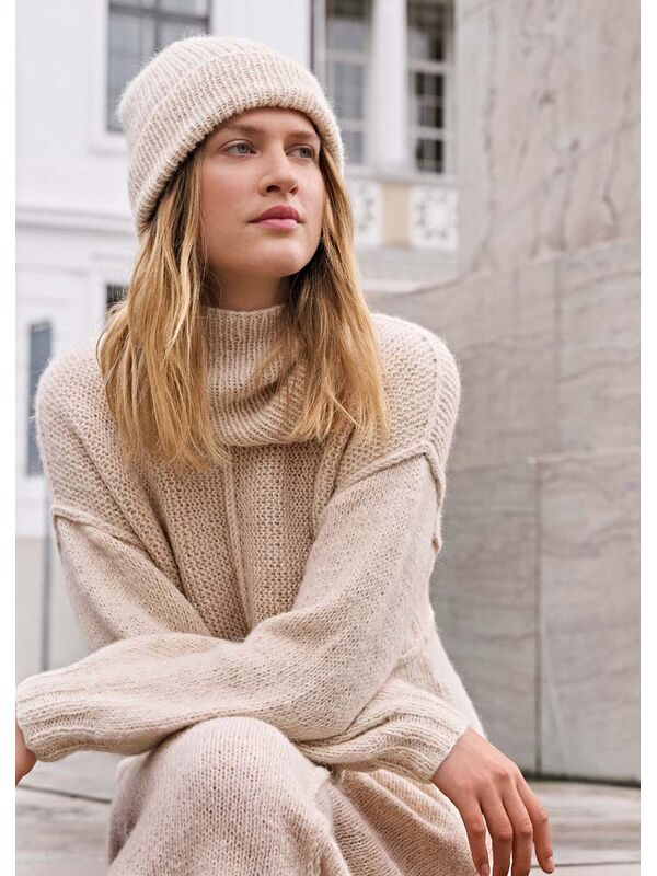 Lana Grossa ÉCHARPE TUBE EN MOTIF CÔTELÉ Natural Alpaca Pelo