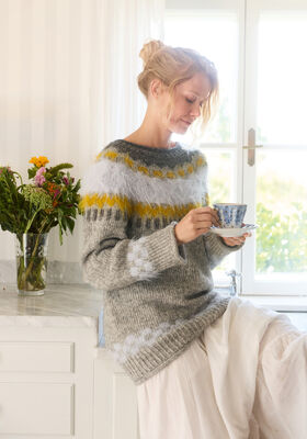 PULL À EMPIÈCEMENT CIRCULAIRE Natural Alpaca Pelo & Basta de Lana Grossa