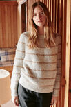 Lana Grossa PULL À RAYURES AVEC UNE PATTE RONDE Natural Alpaca Pelo
