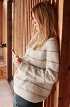 Lana Grossa PULL À RAYURES AVEC UNE PATTE RONDE Natural Alpaca Pelo
