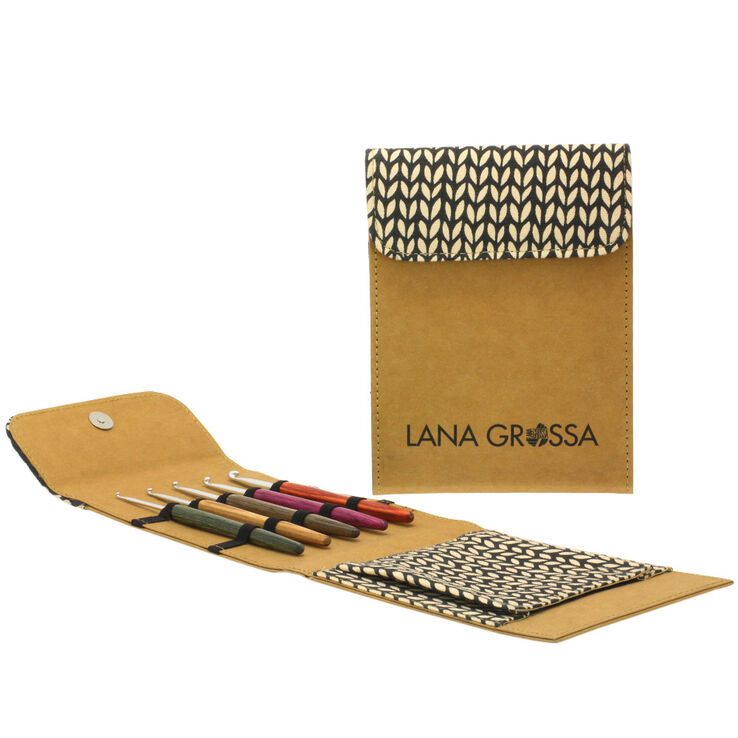 Lana Grossa  Ensemble des aiguilles à crochet design en bois Signal (brun)