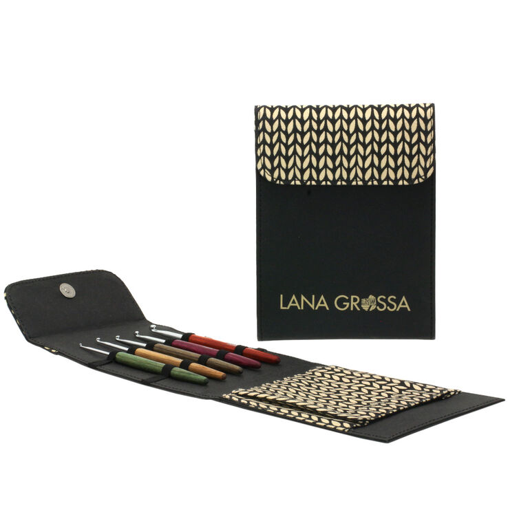 Lana Grossa Ensemble des aiguilles à crochet design en bois Signal (noir)