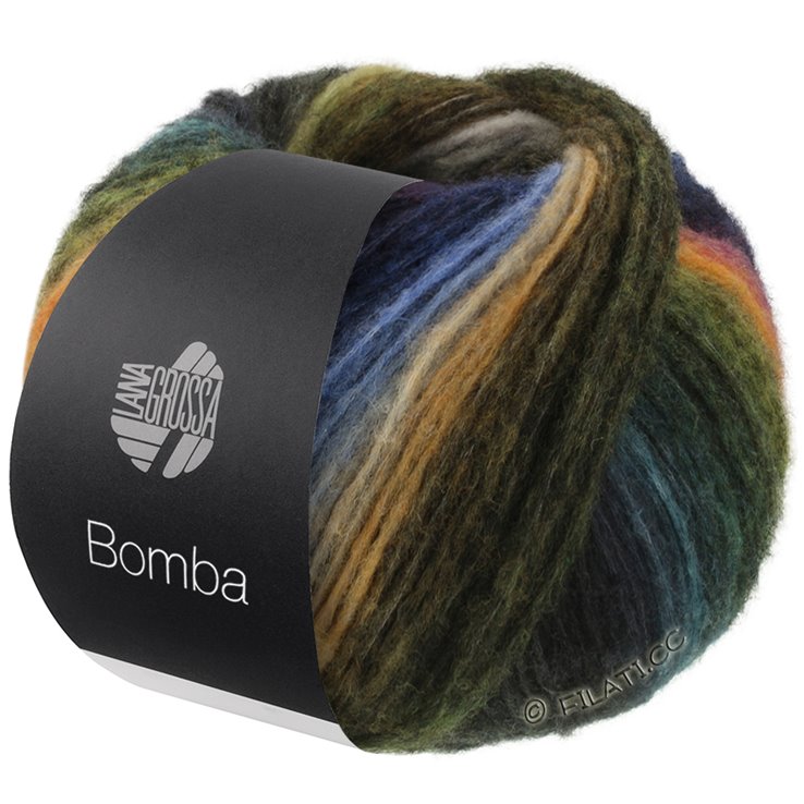 Lana Grossa BOMBA | 04-vert foncé/pétrole foncé/vert blanc/gris vert/jaune citrus/jaune/gris foncé/jaune maïs/saumon/corail/mûre/violet foncé/orange