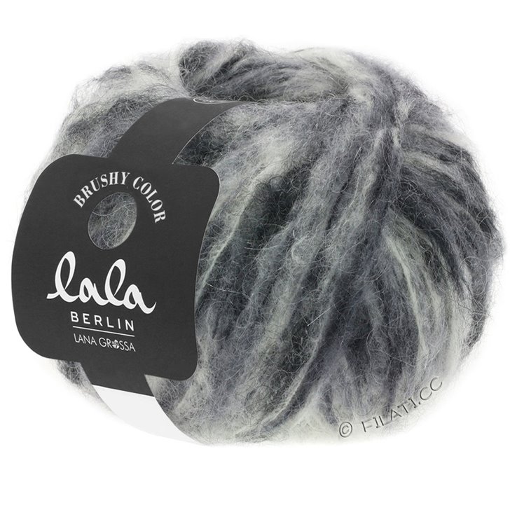 Lana Grossa BRUSHY Uni/Print (lala BERLIN) | 106-écru/gris clair/gris moyen/gris foncé/noir