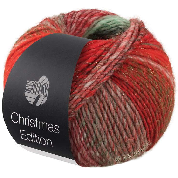 Lana Grossa CHRISTMAS EDITION BIG LUREX | 203-rouge gris/rouge/écru/rouge noir/Blanc rouge/orange/vert foncé/vert blanc/gris foncé/rouge foncé rayé