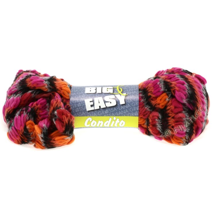 Lana Grossa CONDITO 150g (Big & Easy) | 01-rose vif/orange/cyclamen/noir/gris