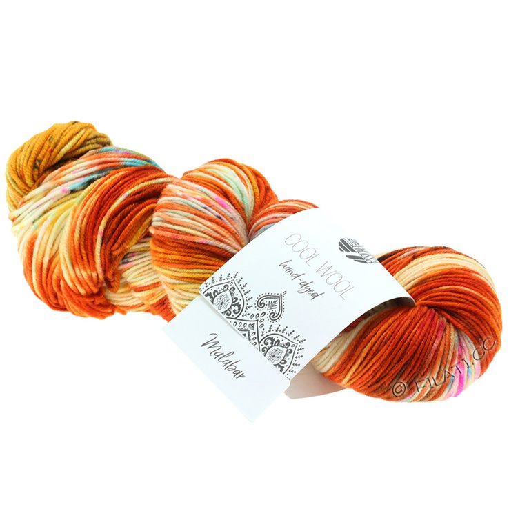 Lana Grossa COOL WOOL Hand-dyed | 101-rouille/orange/écru/jaune/rose vif/vert
