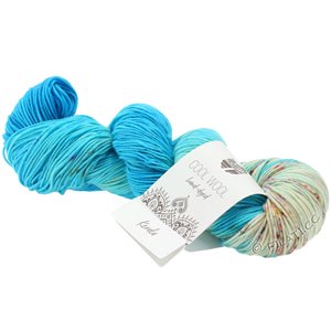 Lana Grossa COOL WOOL  Hand-dyed | 110-bleu azur/bleu clair/écru/fuchsia