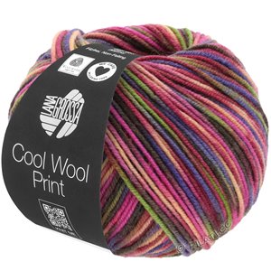 Lana Grossa COOL WOOL  Print | 749-rouge vin/rose vif/vert jaune/violet bleu/saumon/moka